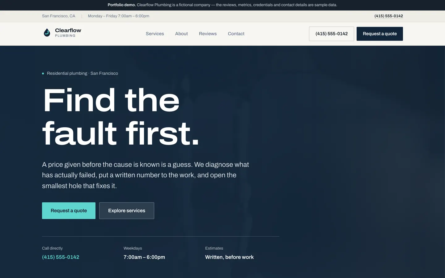After: the Clearflow Plumbing homepage