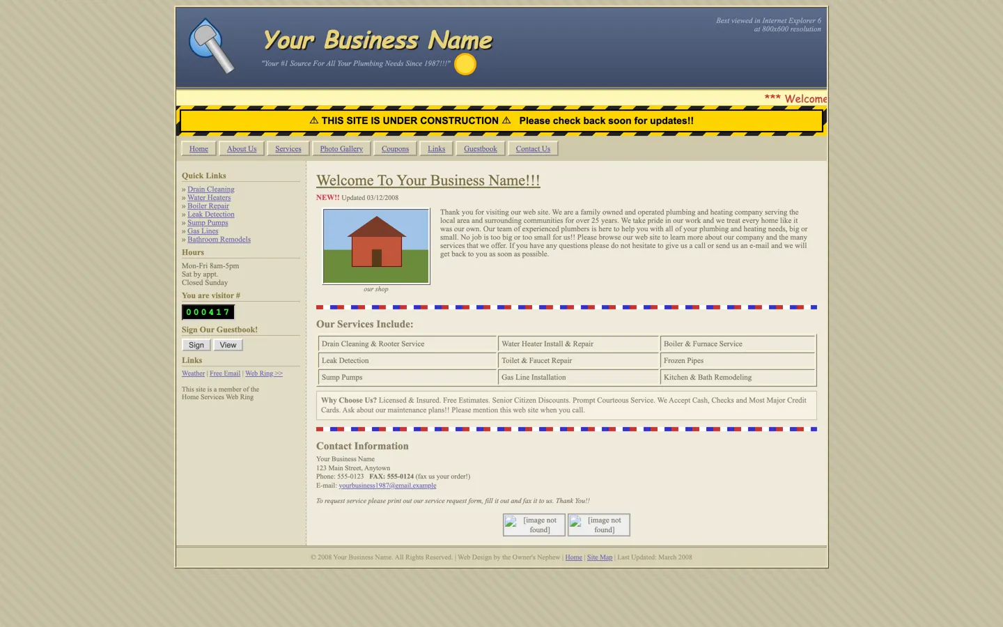 Before: a cluttered 2008-style website