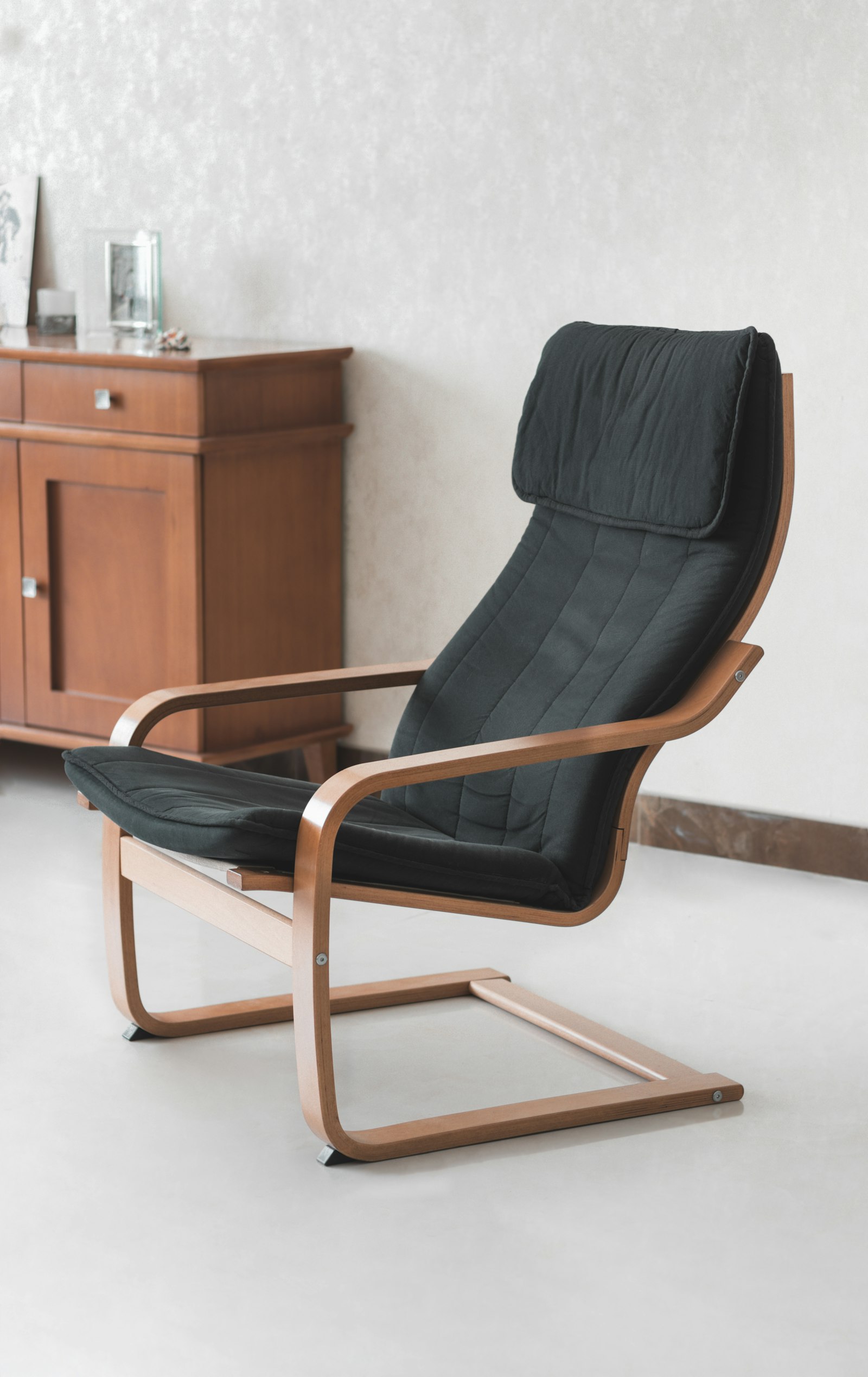 Bentwood armchair with a charcoal cushion