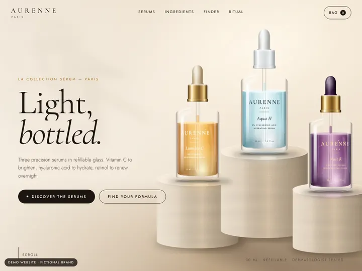 AURENNE Serum Collection website design