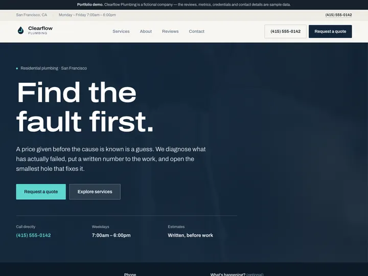 Clearflow Plumbing website design