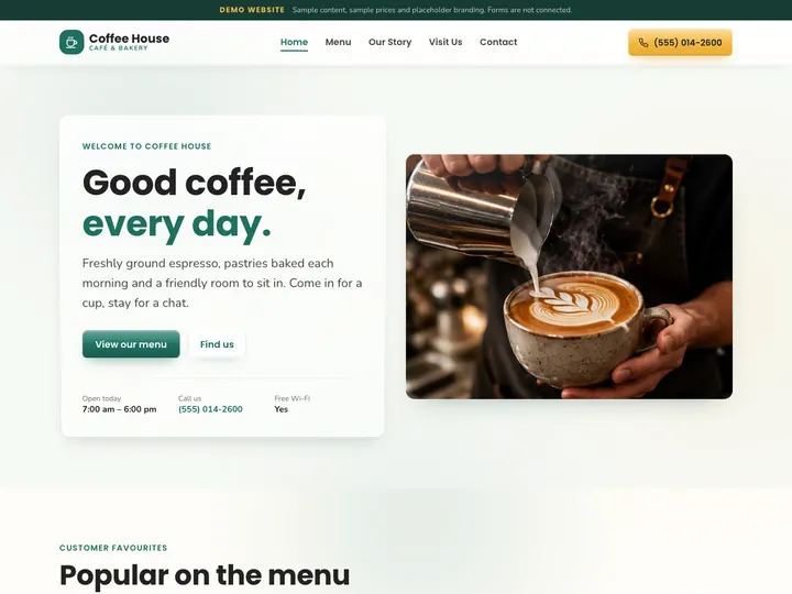 Coffee House — Brochure website design