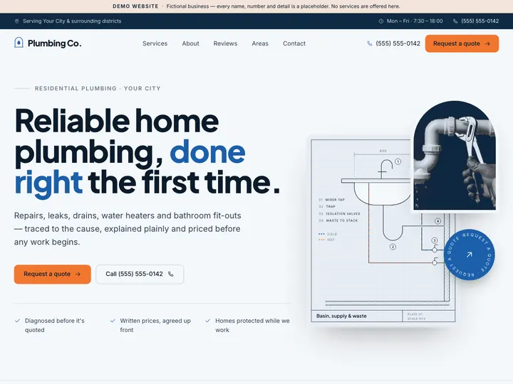 Editorial Plumbing website design