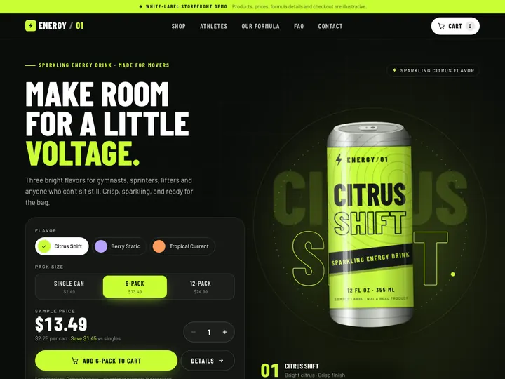 Energy Drink Store website design