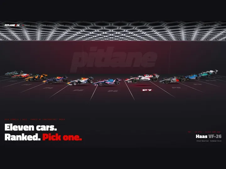 PITLANE/26 F1 Showroom website design